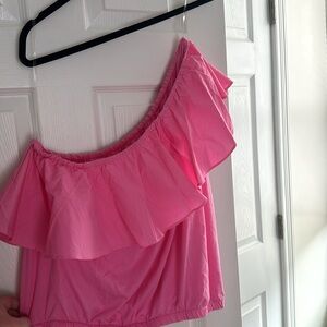 NWT! Neon pink ruffle top